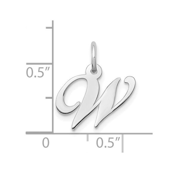 10k White Gold Small Fancy Script Initial W Charm - Picture 2 of 2